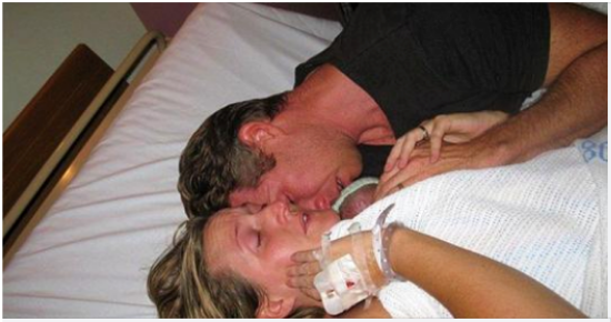 The woman had just given birth, but a few seconds later the husband collapses